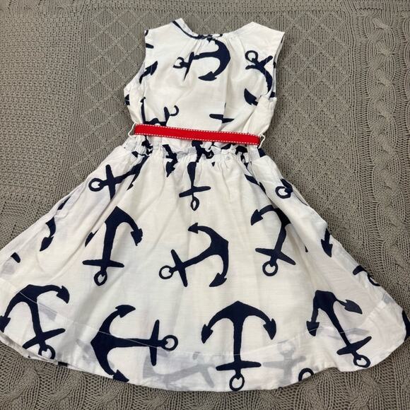 Crewcuts Nautical Anchor Print Kids Dress with Red Belt ~ 3 - Picture 11 of 12